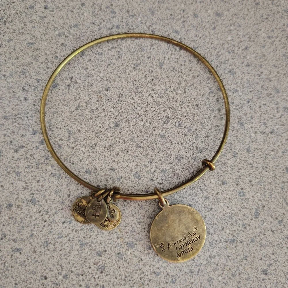 Alex and Ani Lotus Flower Gold Charm Bangle 156